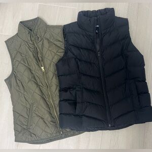 Lands End down black puffer vest Old Navy Quilted equestrian olive zipper vest M